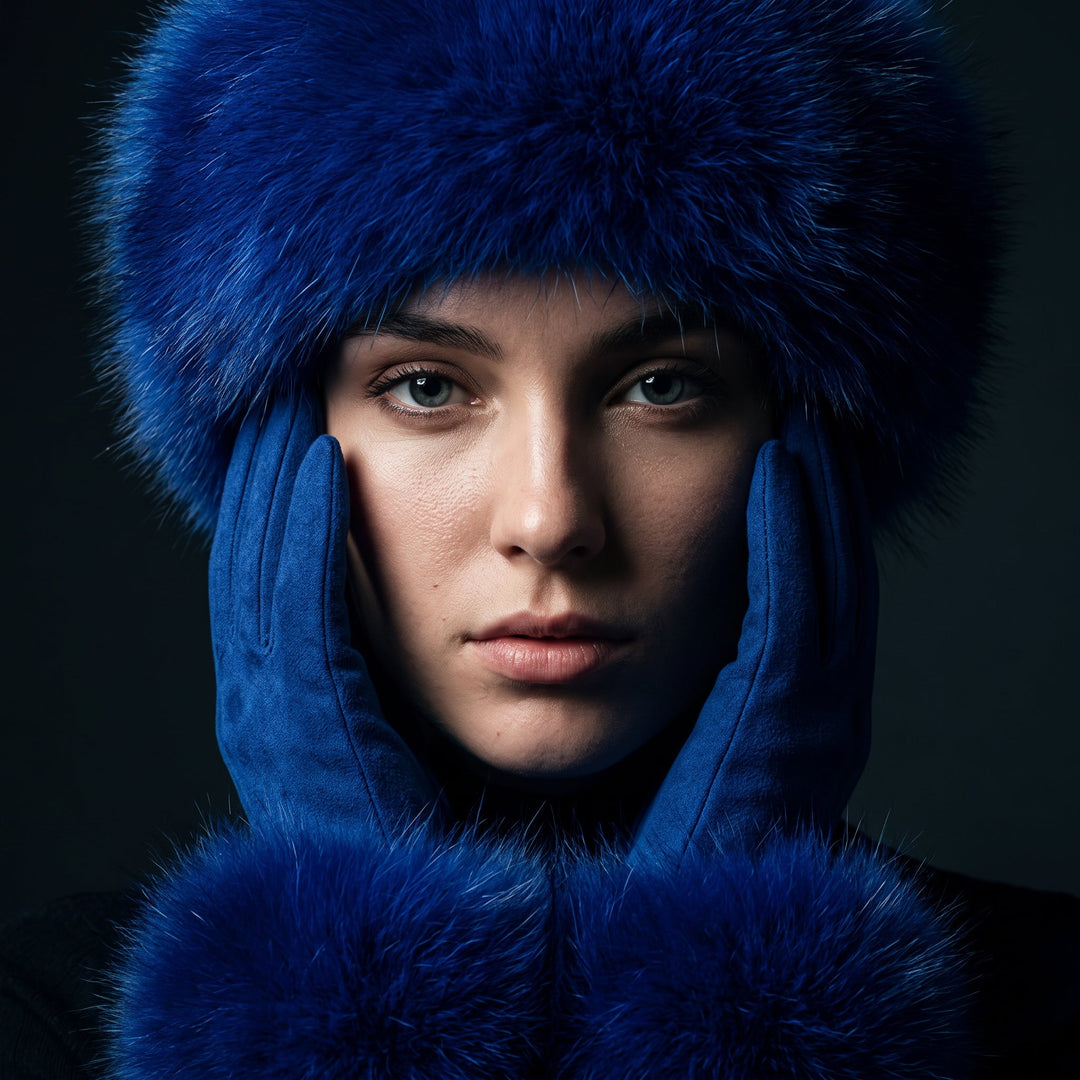 Wynn | Women's Faux Fur Trim Knit Headband and Gloves Set