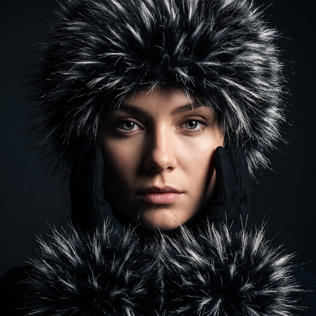 Wynn | Women's Faux Fur Trim Knit Headband and Gloves Set