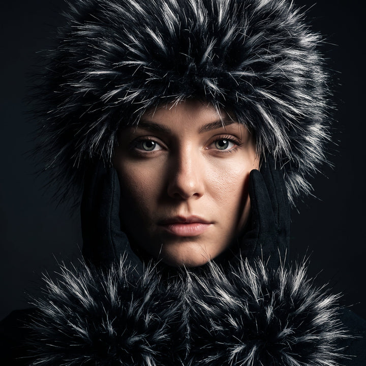 Wynn | Women's Faux Fur Trim Knit Headband and Gloves Set