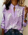 Primrose | Women's Floral Print V-Neck Blouse | Long Sleeve