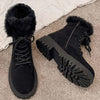 Harriet | Women's Faux Fur Trim Winter Boots | Lace-Up Lug Sole