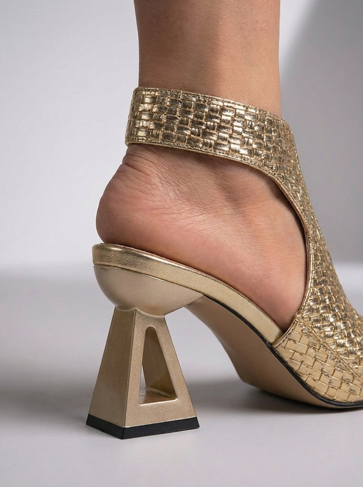Graciela | Elegant Braided Sandal with Geometric Heel