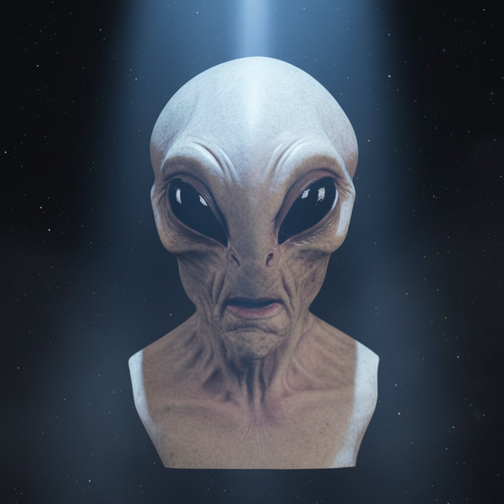 Halloween Alien Head Mask with Creepy Realistic Wrinkled Design for Costume Party