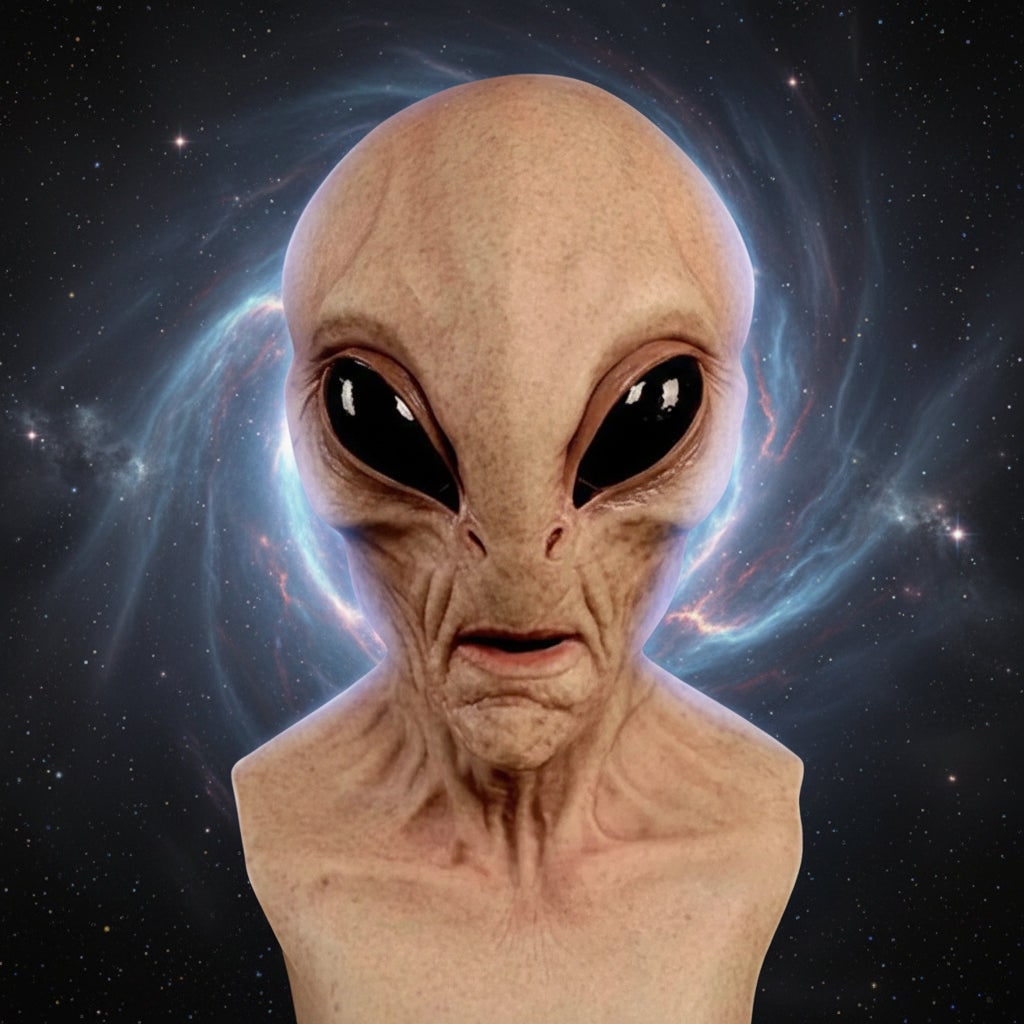 Halloween Alien Head Mask with Creepy Realistic Wrinkled Design for Costume Party