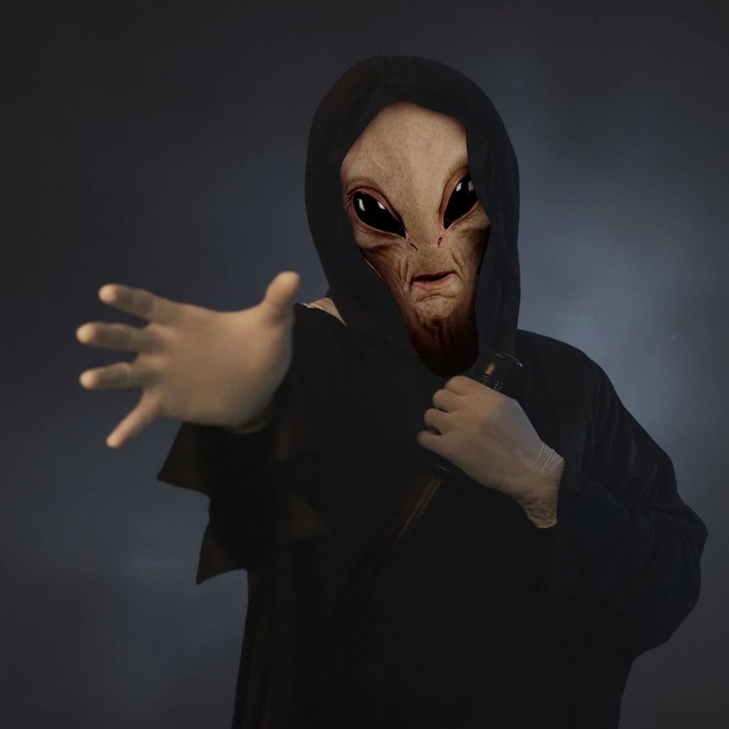 Halloween Alien Head Mask with Creepy Realistic Wrinkled Design for Costume Party