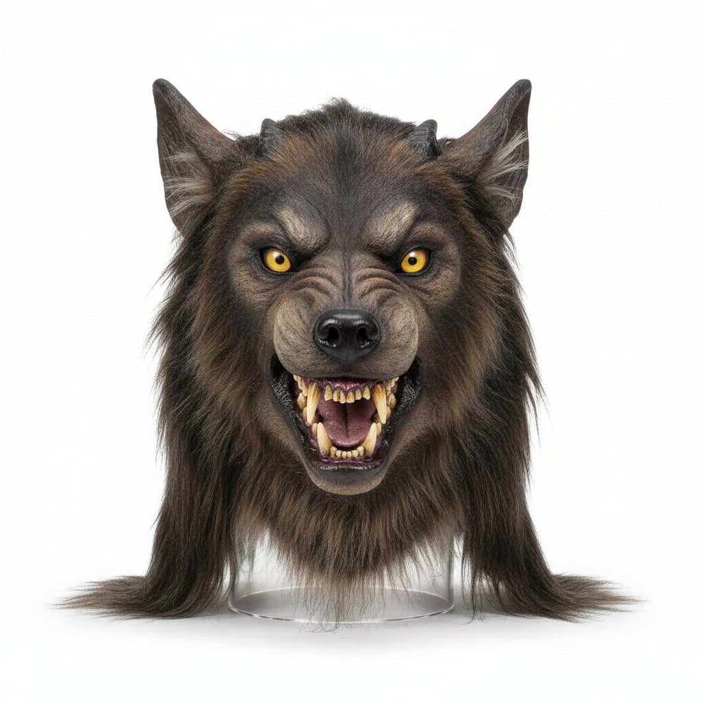 Werewolf Costume Mask with Faux Fur & Fangs