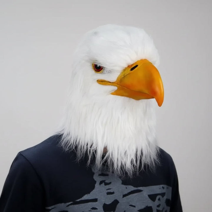 Halloween Eagle Costume Mask - Creepy Full Head Faux Fur Headwear