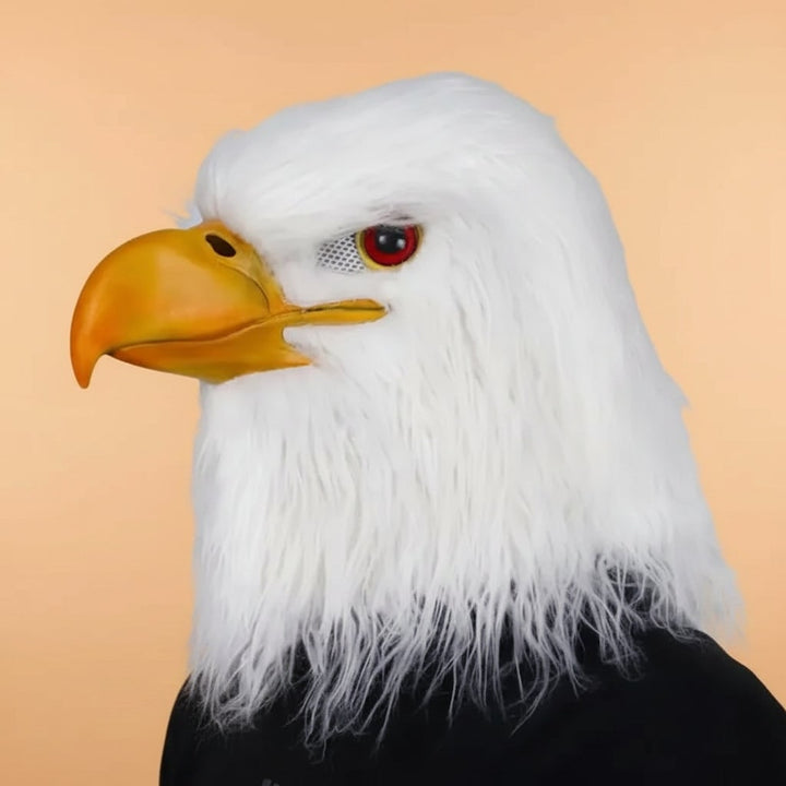 Halloween Eagle Costume Mask - Creepy Full Head Faux Fur Headwear