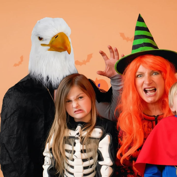 Halloween Eagle Costume Mask - Creepy Full Head Faux Fur Headwear
