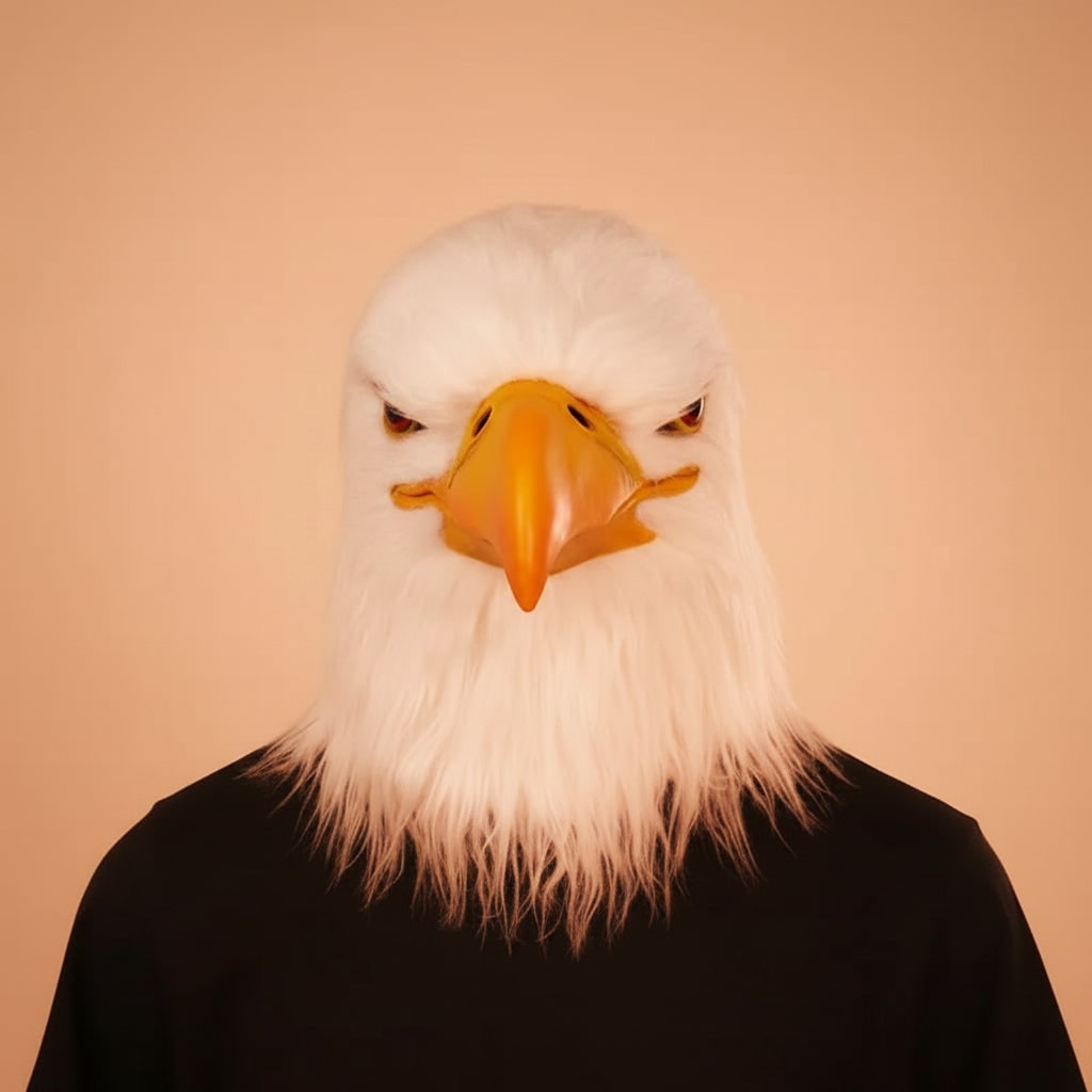 Halloween Eagle Costume Mask - Creepy Full Head Faux Fur Headwear