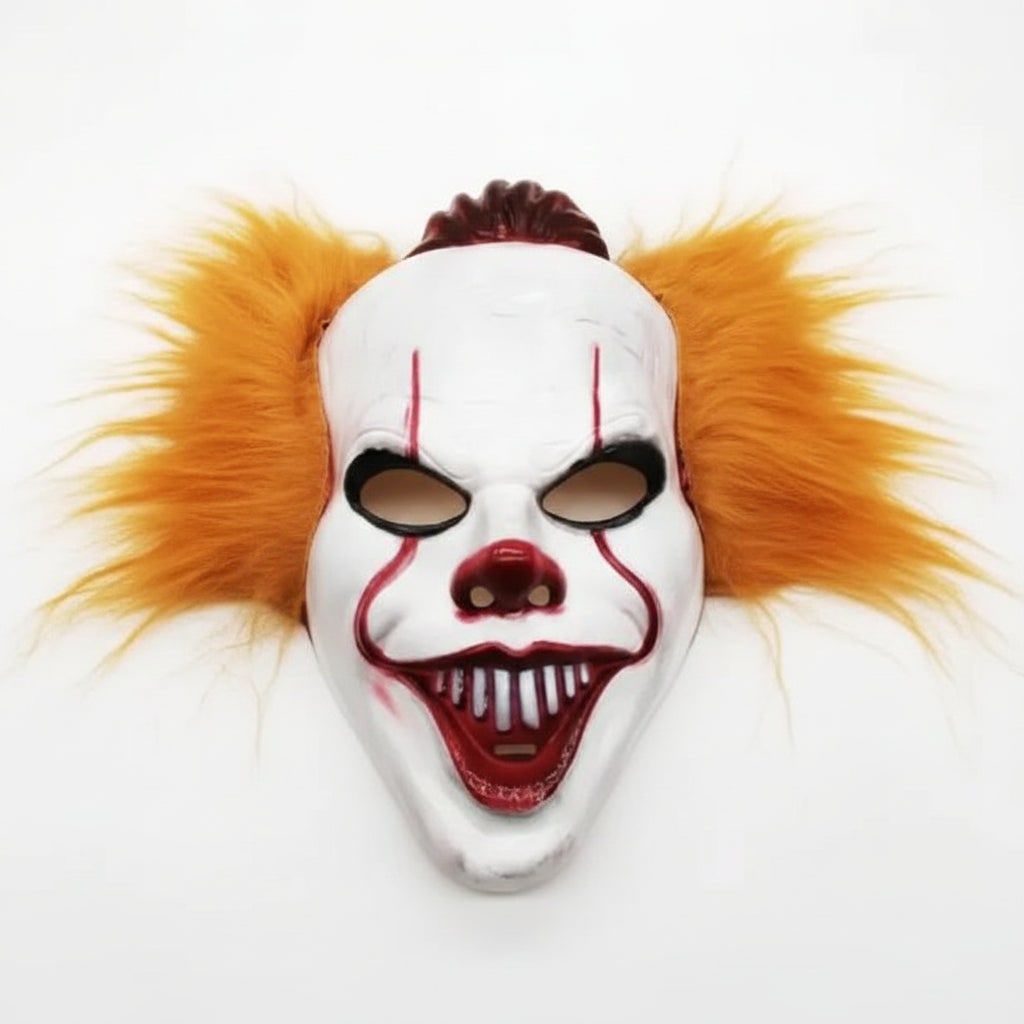 Scary Evil Clown Halloween Mask with Synthetic Hair for Halloween Custome Party