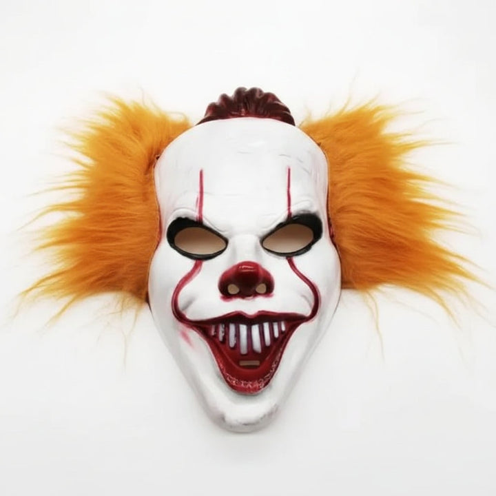 Scary Evil Clown Halloween Mask with Synthetic Hair for Halloween Custome Party