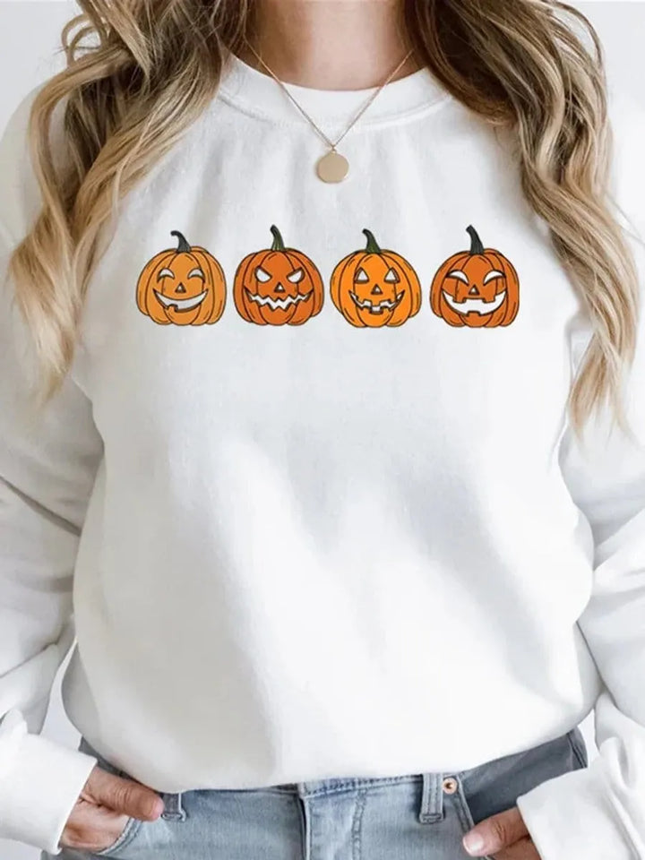 Women's Halloween Graphic Crewneck Sweatshirt & Jack-o-Lantern Pullover