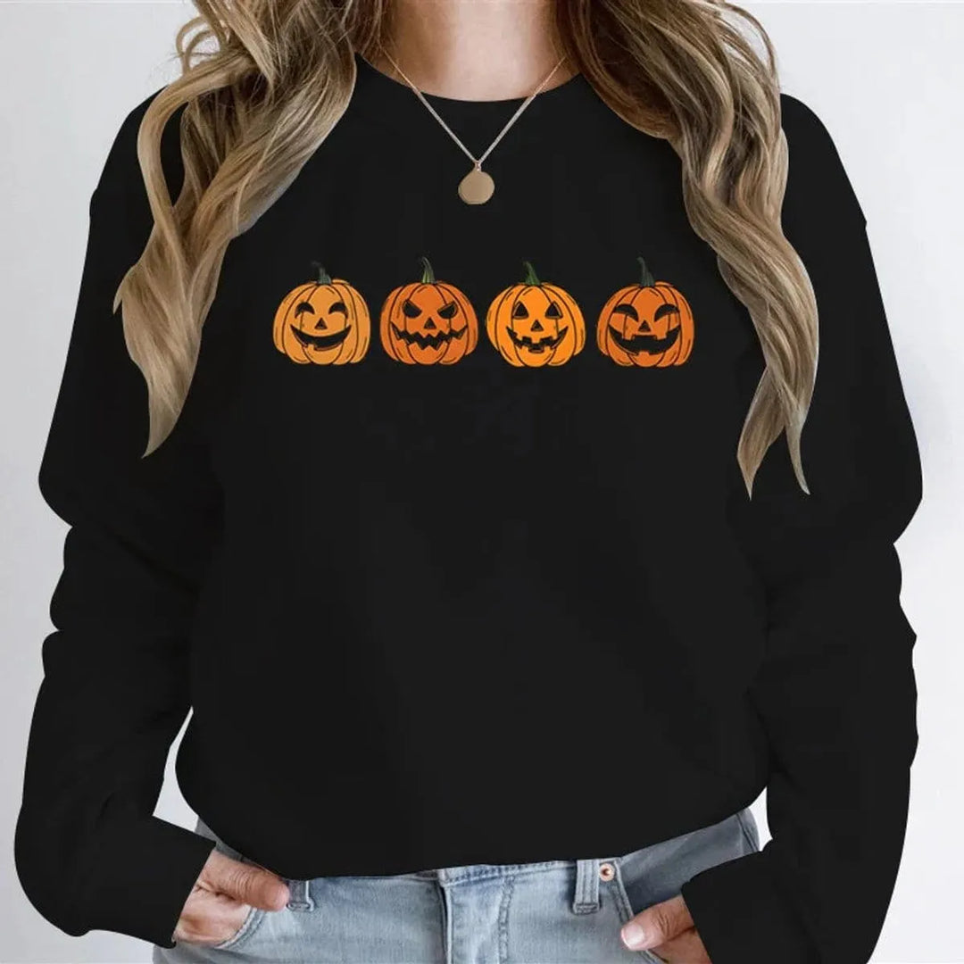 Women's Halloween Graphic Crewneck Sweatshirt & Jack-o-Lantern Pullover