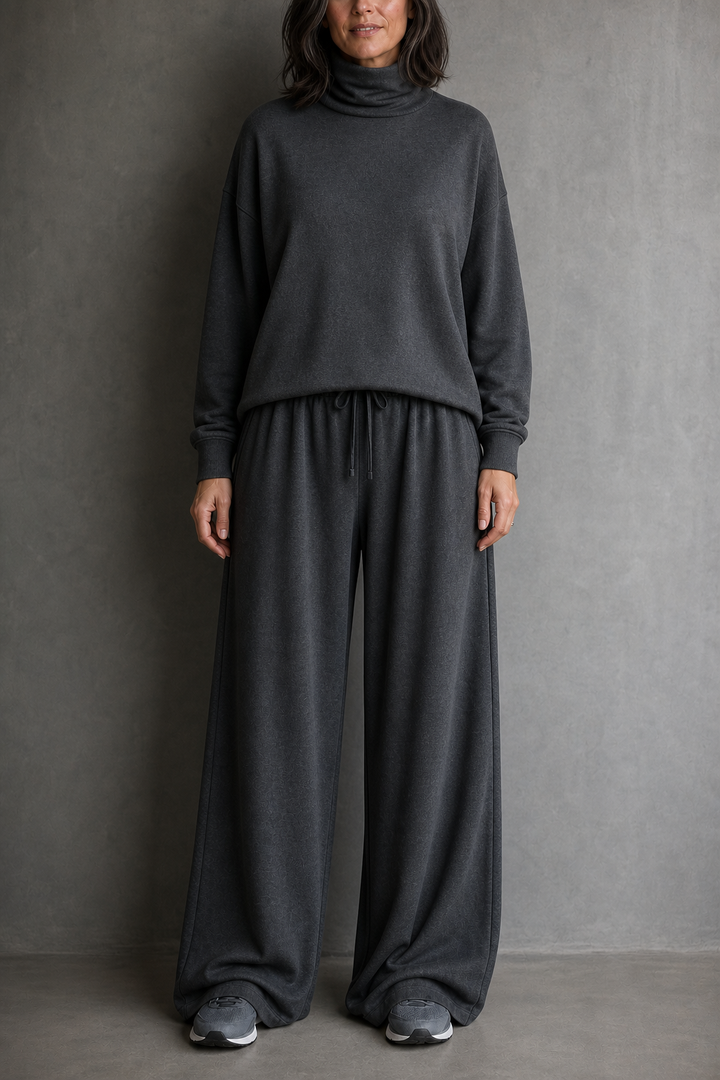 Wearbella | Women's Turtleneck Matching Set | Wide-Leg Pants