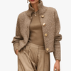 Margaret | Women's Cropped Knit Sweater | Stand Collar Button Front