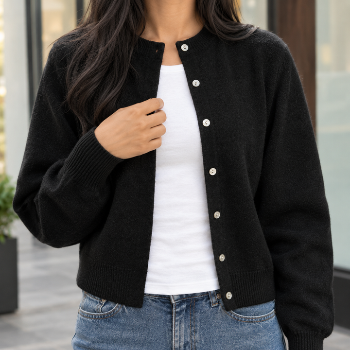 Pomeline-Eve Round Neck Cardigan