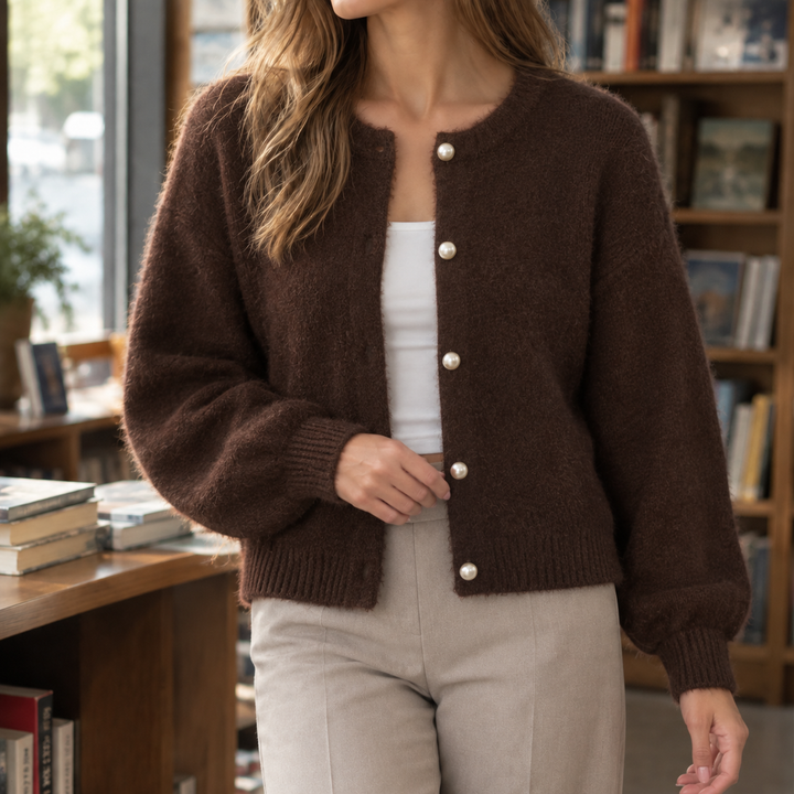 Oriane-Claire Pearl Button Cardigan