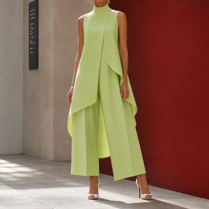 Sonia-Pearl Asymmetric Pants Set