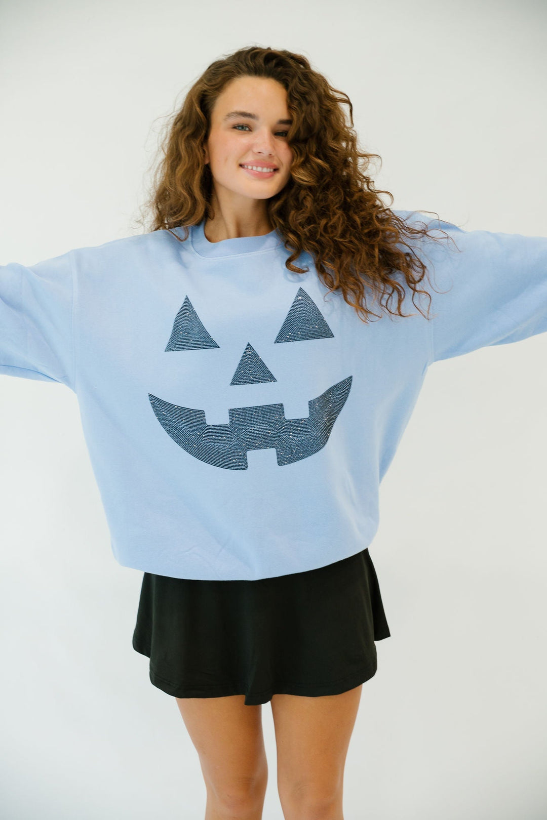 Women's Festive Halloween Color-Block Pullover Sweatshirt & Cropped Sweater