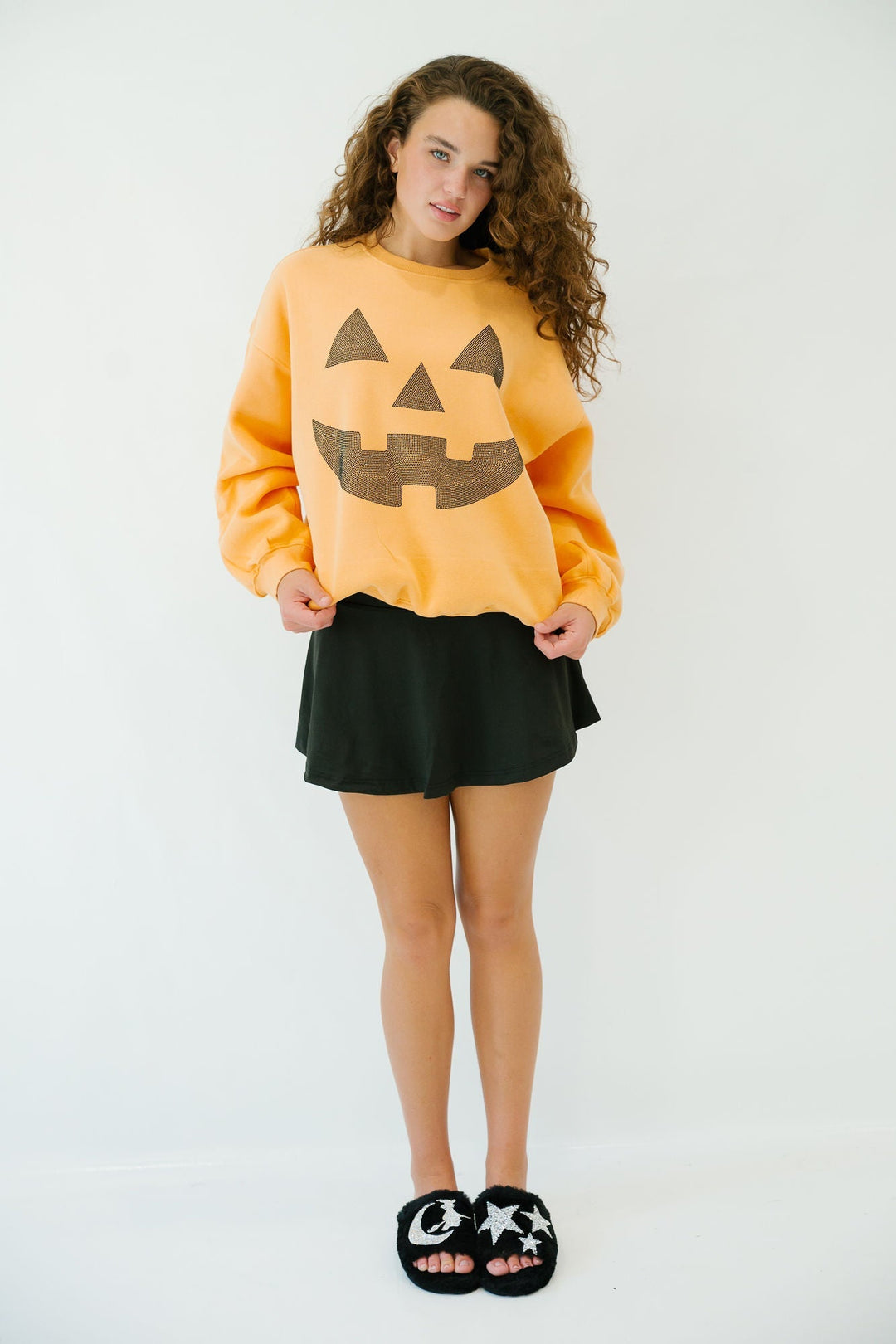 Women's Festive Halloween Color-Block Pullover Sweatshirt & Cropped Sweater