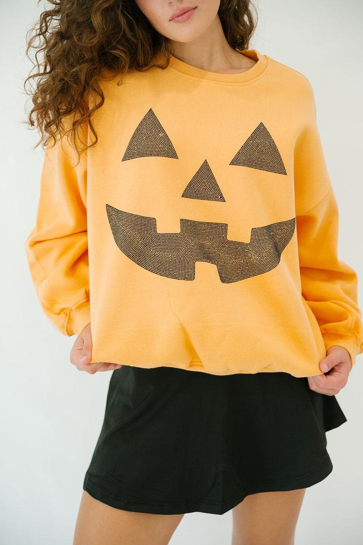 Women's Festive Halloween Color-Block Pullover Sweatshirt & Cropped Sweater