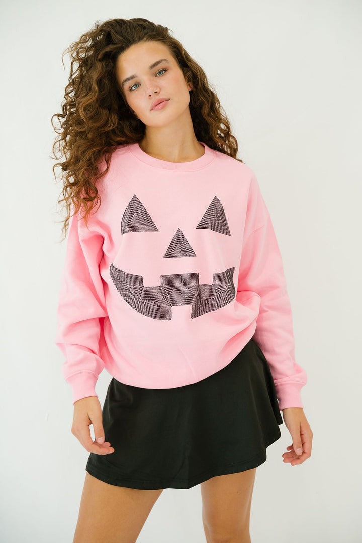 Women's Festive Halloween Color-Block Pullover Sweatshirt & Cropped Sweater