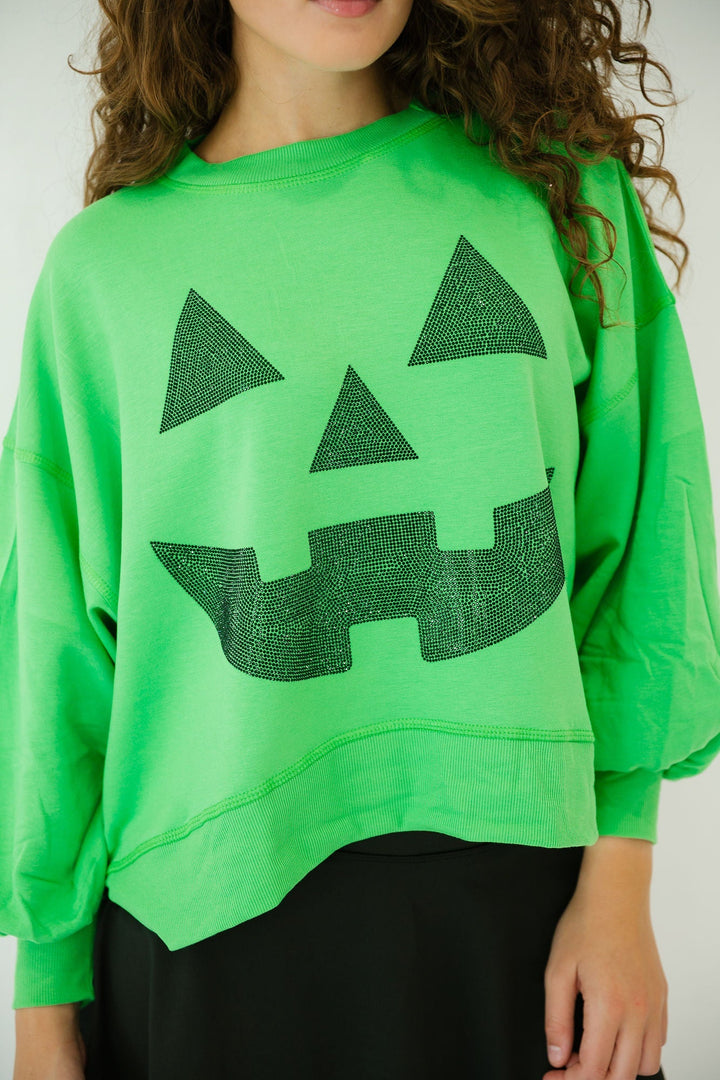 Women's Festive Halloween Color-Block Pullover Sweatshirt & Cropped Sweater