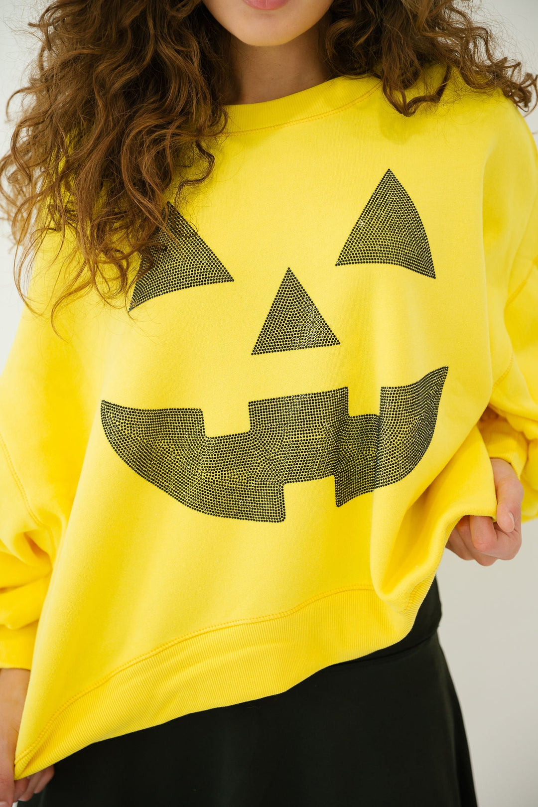 Women's Festive Halloween Color-Block Pullover Sweatshirt & Cropped Sweater