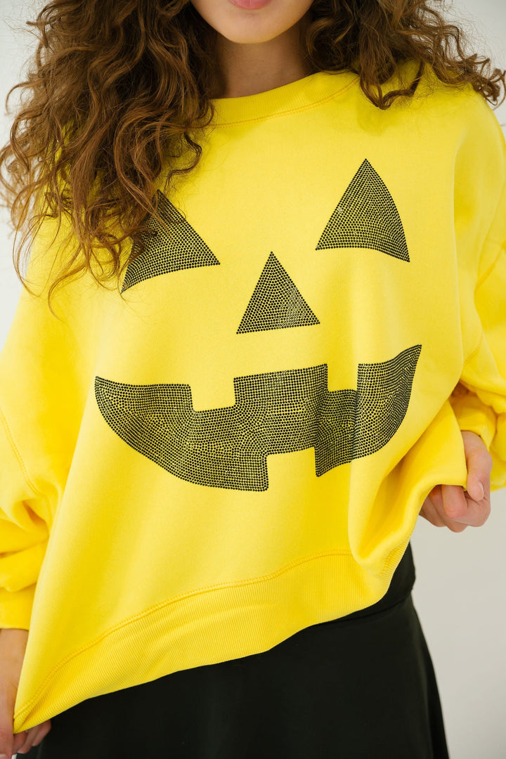 Women's Festive Halloween Color-Block Pullover Sweatshirt & Cropped Sweater
