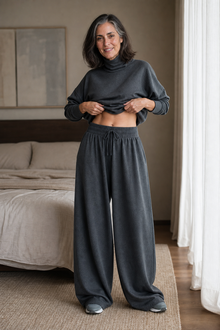 Wearbella | Women's Turtleneck Matching Set | Wide-Leg Pants