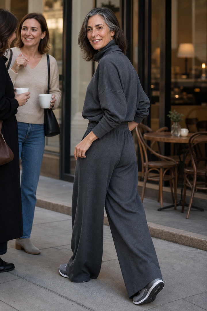 Wearbella | Women's Turtleneck Matching Set | Wide-Leg Pants