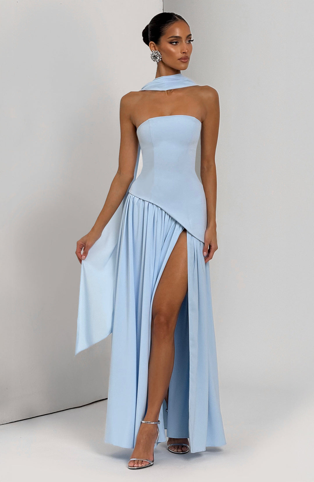 Marielle | Women's Evening Crepe Thigh Split Dress