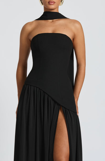 Marielle | Women's Evening Crepe Thigh Split Dress