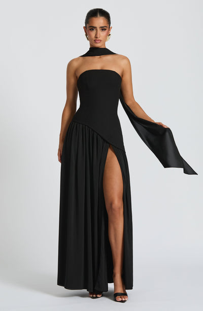 Marielle | Women's Evening Crepe Thigh Split Dress