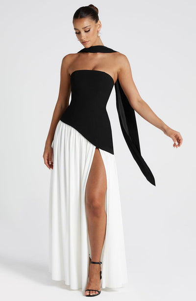 Marielle | Women's Evening Crepe Thigh Split Dress