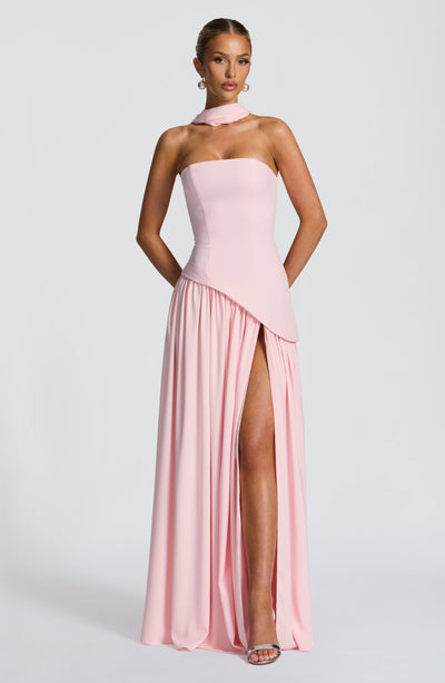 Marielle | Women's Evening Crepe Thigh Split Dress