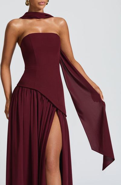 Marielle | Women's Evening Crepe Thigh Split Dress