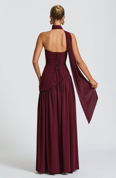 Marielle | Women's Evening Crepe Thigh Split Dress