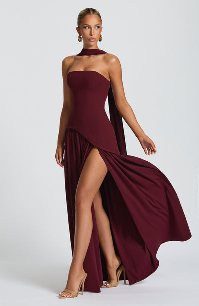Marielle | Women's Evening Crepe Thigh Split Dress