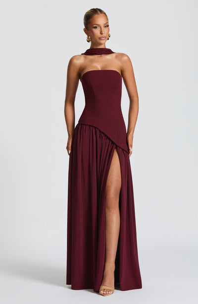 Marielle | Women's Evening Crepe Thigh Split Dress