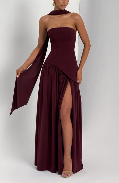 Marielle | Women's Evening Crepe Thigh Split Dress
