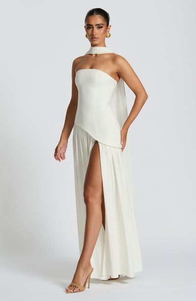 Marielle | Women's Evening Crepe Thigh Split Dress