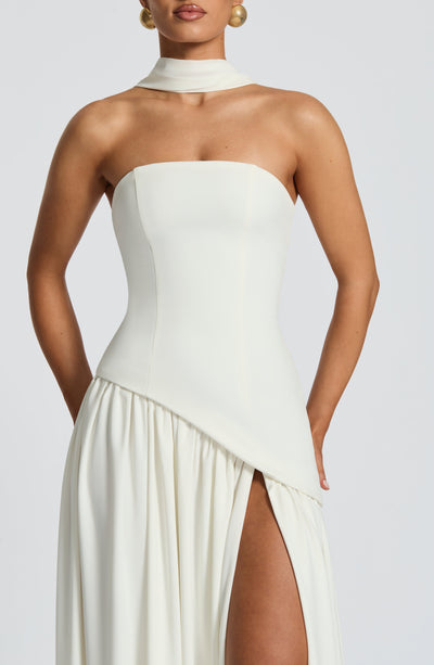 Marielle | Women's Evening Crepe Thigh Split Dress