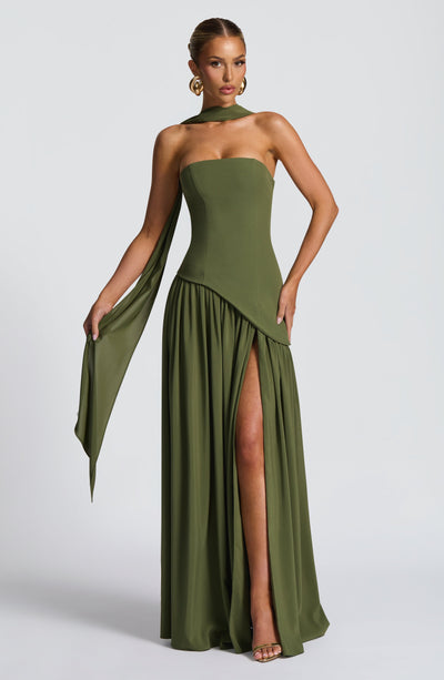 Marielle | Women's Evening Crepe Thigh Split Dress