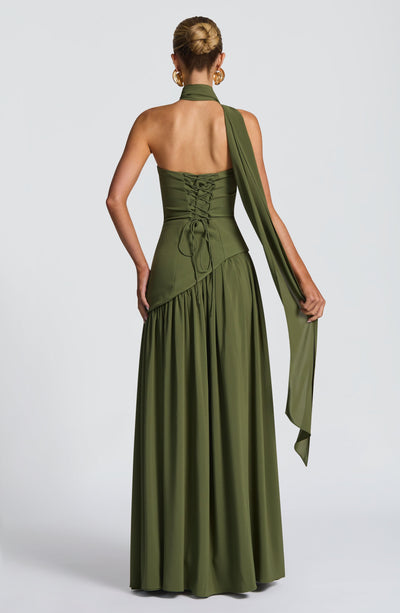Marielle | Women's Evening Crepe Thigh Split Dress