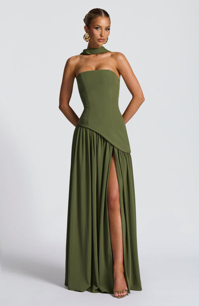 Marielle | Women's Evening Crepe Thigh Split Dress