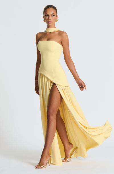 Marielle | Women's Evening Crepe Thigh Split Dress