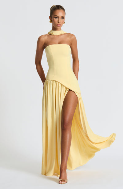 Marielle | Women's Evening Crepe Thigh Split Dress