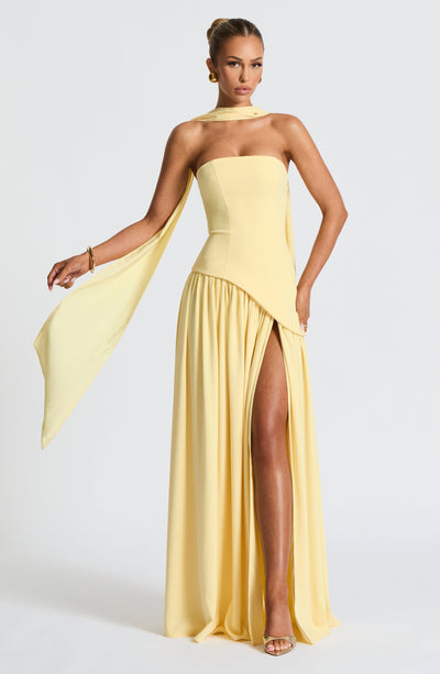 Marielle | Women's Evening Crepe Thigh Split Dress